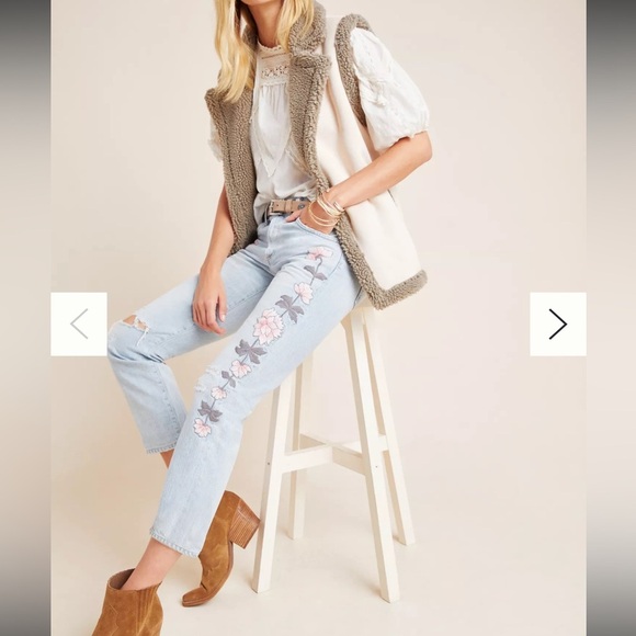 Citizens Of Humanity Emerson Embroidered High Rise boyfriend Slim Jeans 27 - Picture 2 of 16